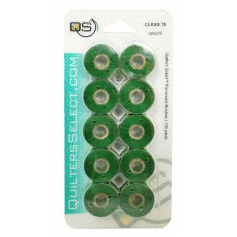 Quilters Select 0206 Wreath Green Prewound Bobbins for Class 15 Sewing Machines
