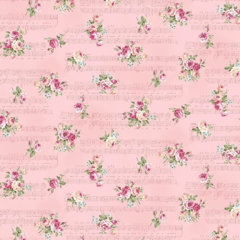 Rose Waltz Ruru Floral Small Rose Bouquets on Pink Quilt Gate Sold by the Yard