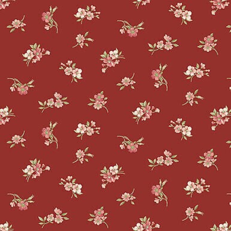 Sweet Blush Floral Rose Rose Buds Red by P and B Textiles Cotton Fabric BTY