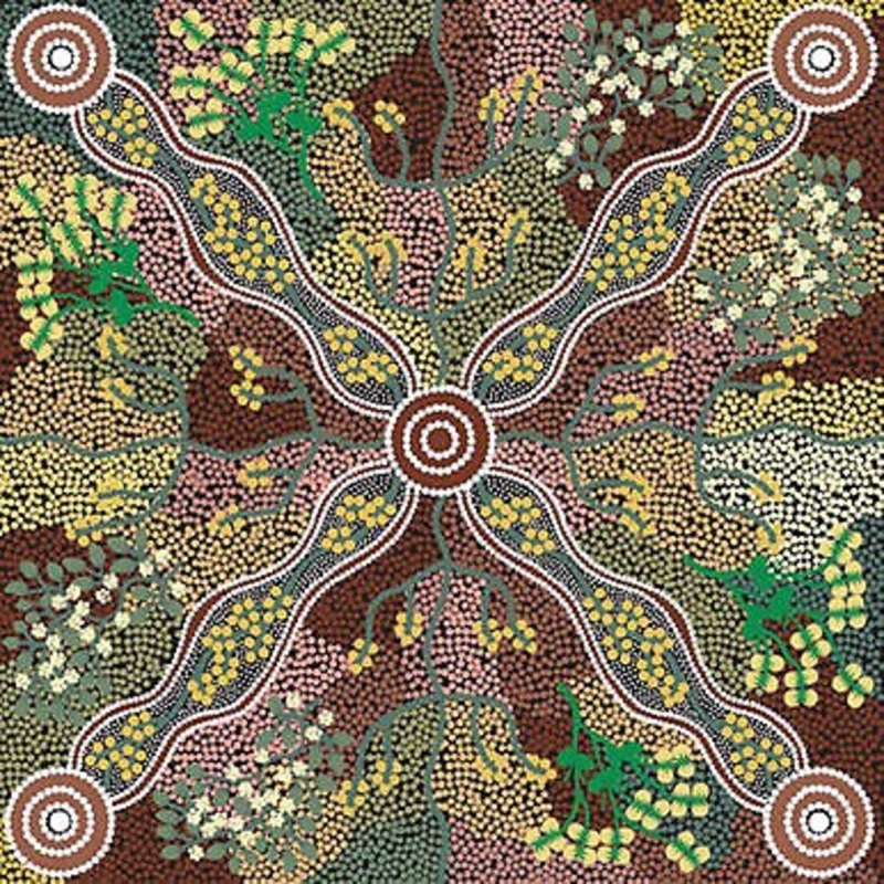 Yuendumu Bush Tomato Black Australian Aboriginal Cotton Fabric M S Textiles