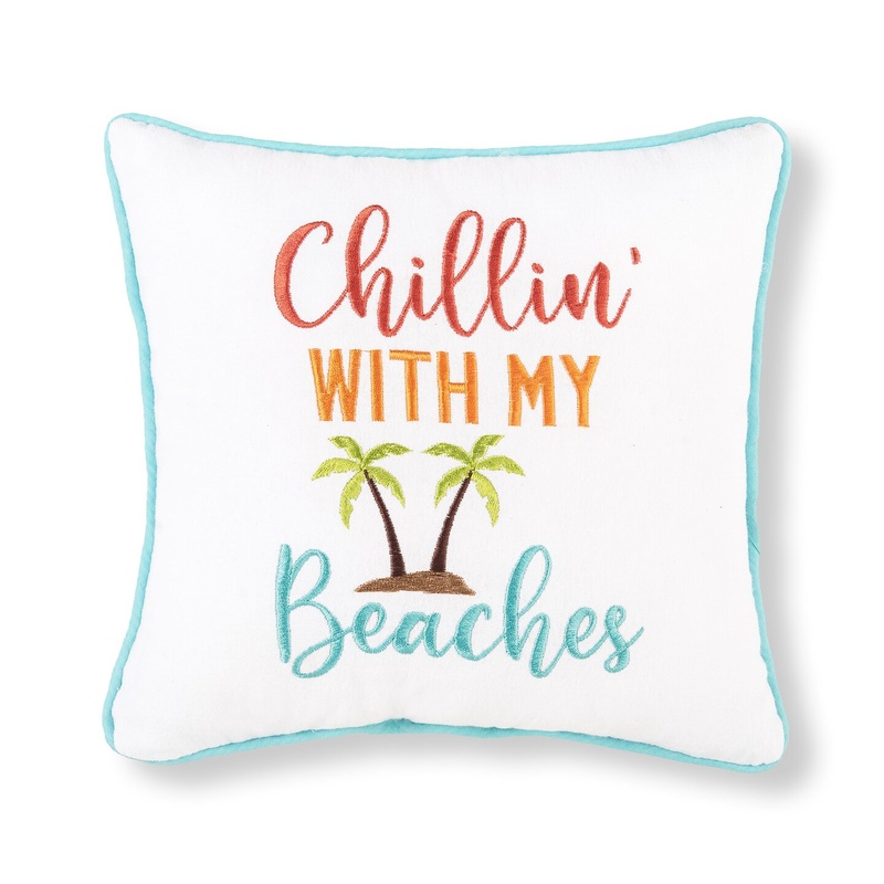 10″ x 10″ Chillin With My Beaches Embroidered Small Petite Throw Pillow