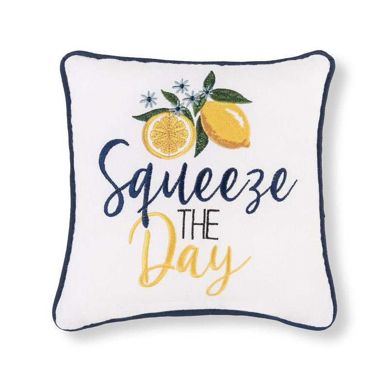 10″ x 10″ Squeeze The Day Embroidered Small Petite Throw Pillow