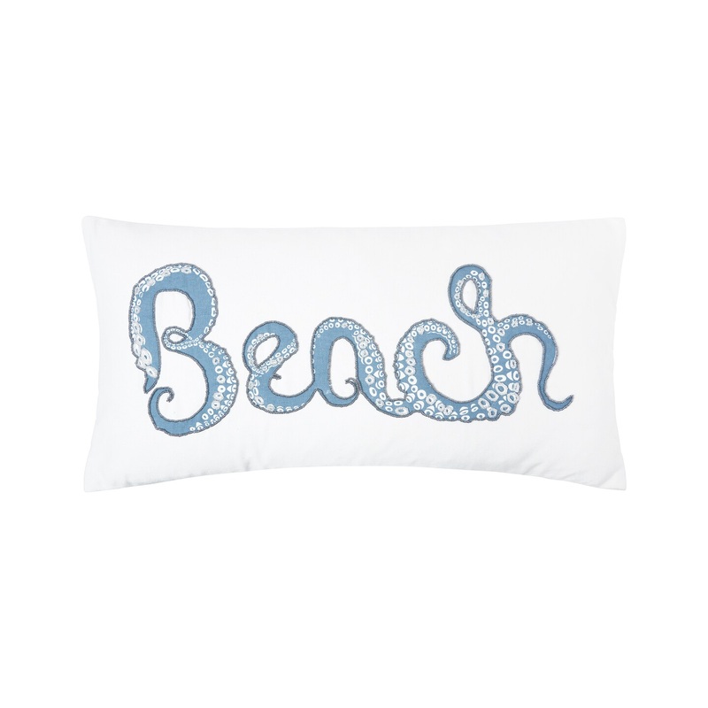 12″ x 24″ Octopus Tentacles “Beach” Beaded Accent Throw Pillow