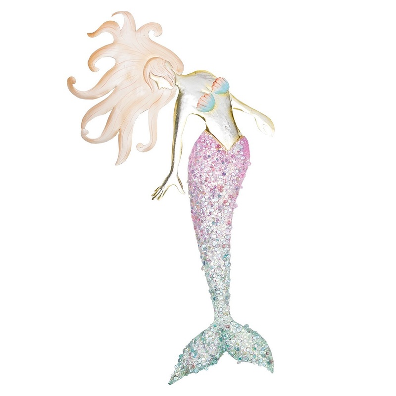 13″ x 1.5″ x 26.5″ Crystal Beach Tropical Coastal Mermaid Wall Art Decoration