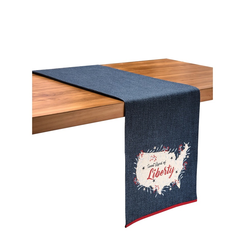 13″ x 72″ Liberty Map of USA 4th of July Patriotic Cotton Table Runner