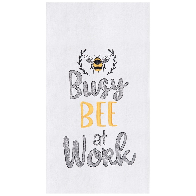 18″ x 27″ Busy Bee Flour Sack Embroidered Cotton Kitchen Towel
