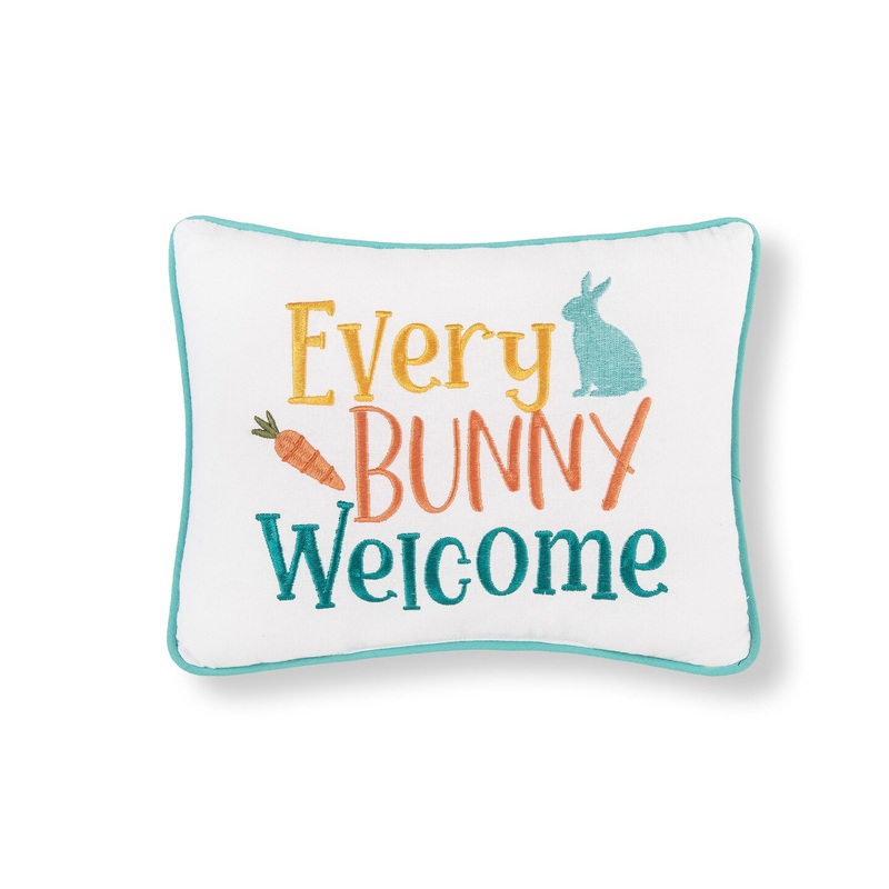 9″ x 12″ Easter “Every Bunny Welcome” Embroidered Spring Themed Small/Petite Accent Throw Pillow