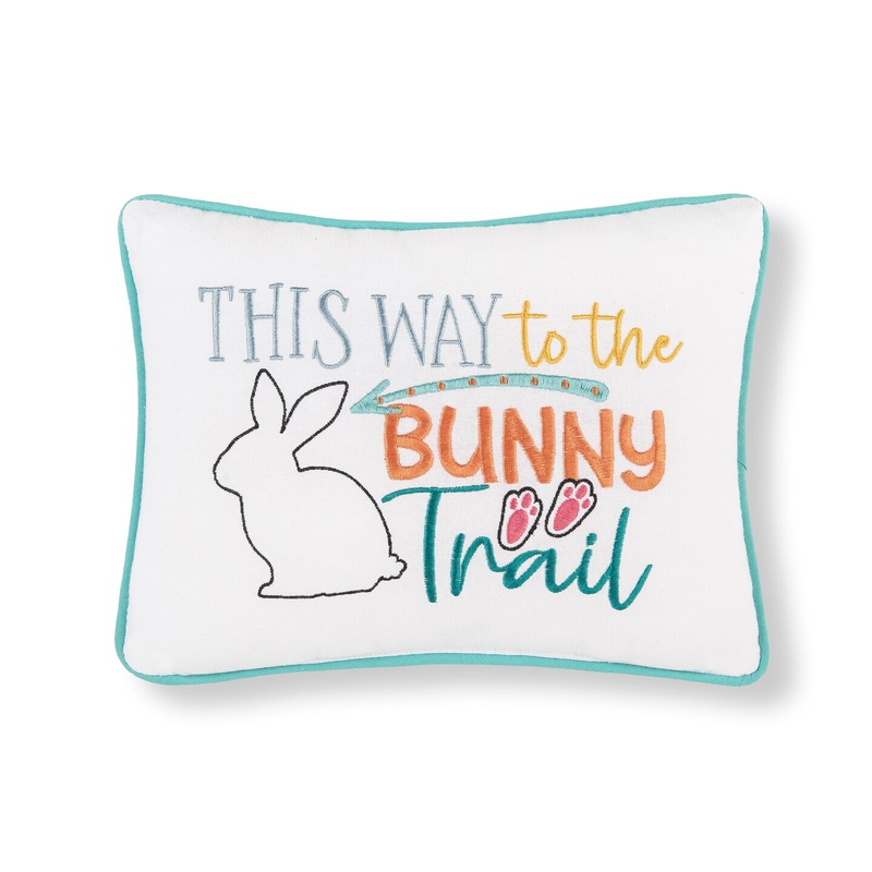 9″ x 12″ Easter “This Way to The Bunny Trail” Embroidered Spring Themed Small/Petite Accent Throw Pillow