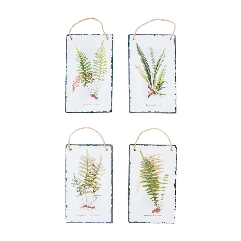 Fern Slate Wall Art S/4 7 x 0.25 x 11.75 Inches.