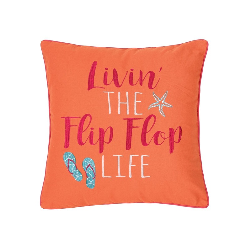 Flip Flop Life 18″ x 18″ Embroidered Throw Pillow