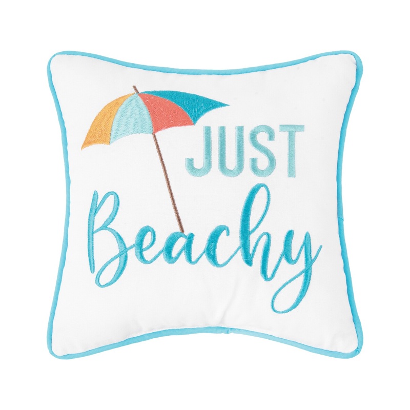 Just Beachy Embroidered Small Petite Throw Pillow