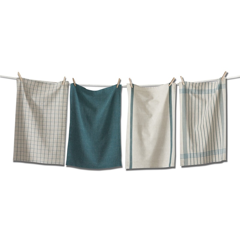 Prairie Woven Flour Sack Dishtowel Set of 4 Green Multi