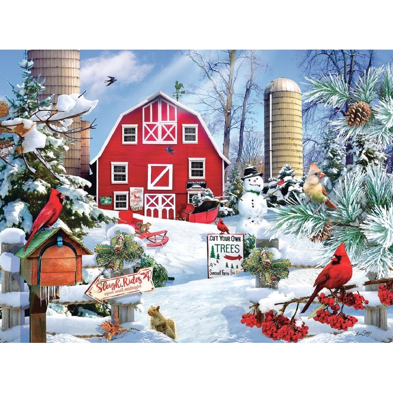 Sunsout A Snowy Day on the Farm 1000 pc  Christmas Jigsaw Puzzle 35025