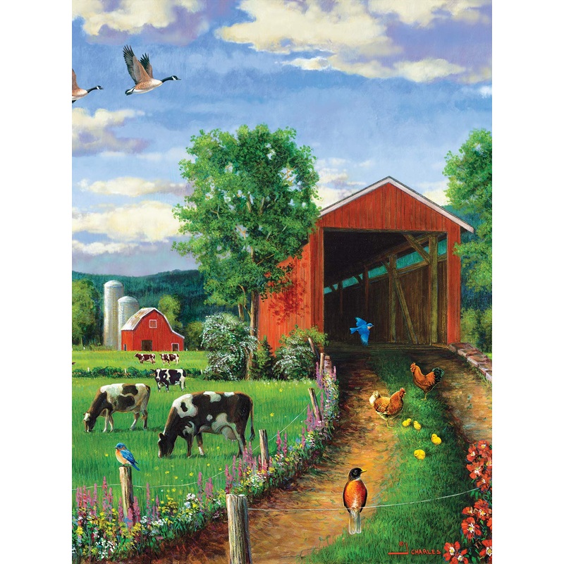 Sunsout Chickens At the Bridge 500 pc   Jigsaw Puzzle 37202