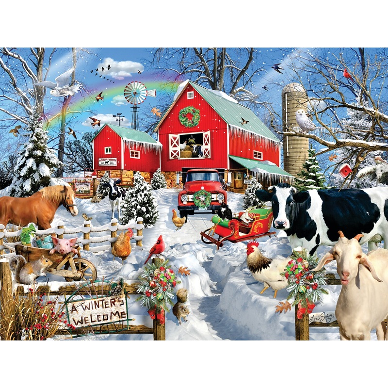 Sunsout Winter Barn 300 pc  Christmas Jigsaw Puzzle 35219