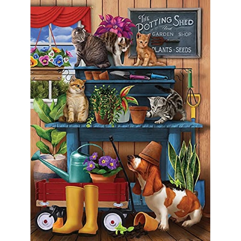 Sunsout Trouble in the Potting Shed 1000 pc   Jigsaw Puzzle 28939