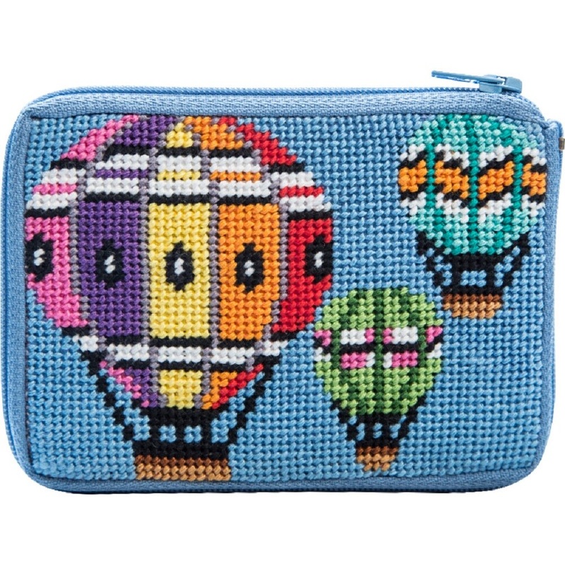 Balloons in Flight Needlepoint Coin Purse Kit Stitch & Zip