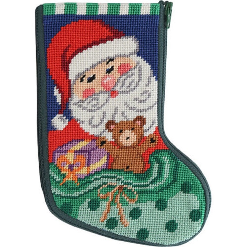 Stitch & Zip Santa and Toys Mini Stocking Needlepoint Kit