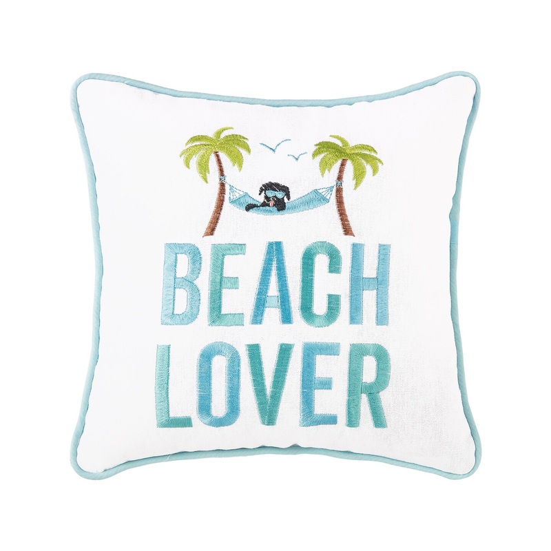 10″ x 10″ Beach Lover Embroidered Small Petite Throw Pillow