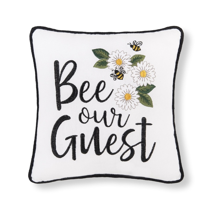 10″ x 10″ Bee Our Guest Embroidered Small Petite Throw Pillow