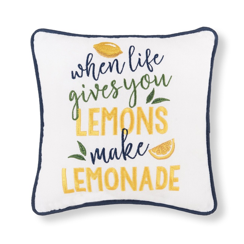 10″ x 10″ Make Lemonade Embroidered Small Petite Throw Pillow