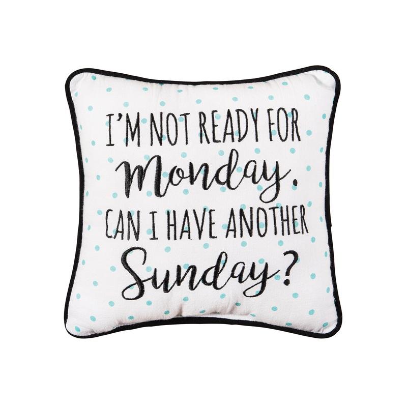 10″ x 10″ Monday Sunday Embroidered Small Petite Throw Pillow