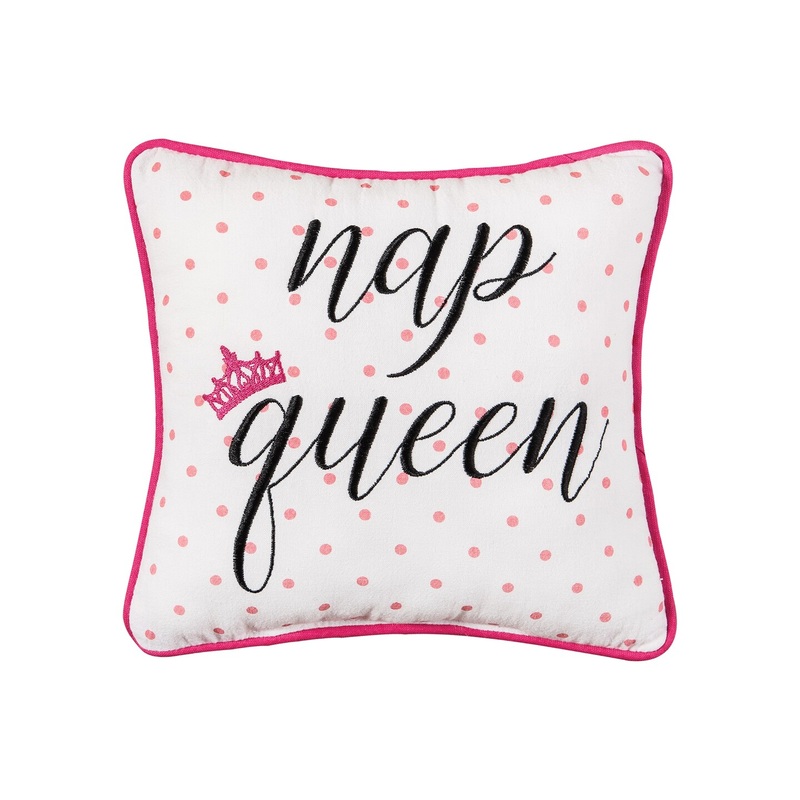 10″ x 10″ Nap Queen Printed and Embroidered Small Petite Throw Pillow