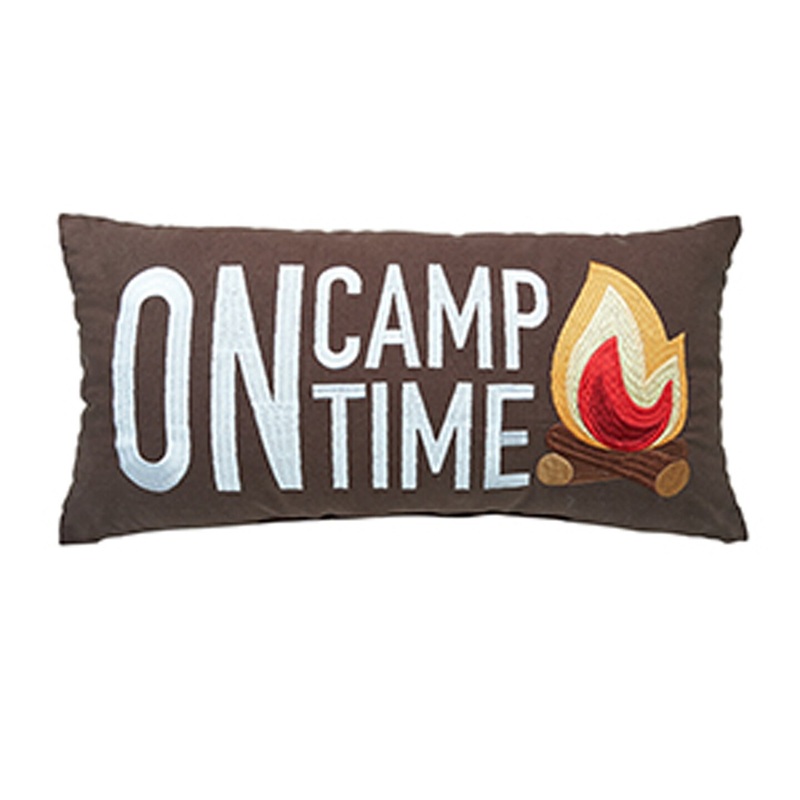 10″ x 20″ Campfire “On Camp Time” Embroidered Small/Petite Accent Throw Pillow