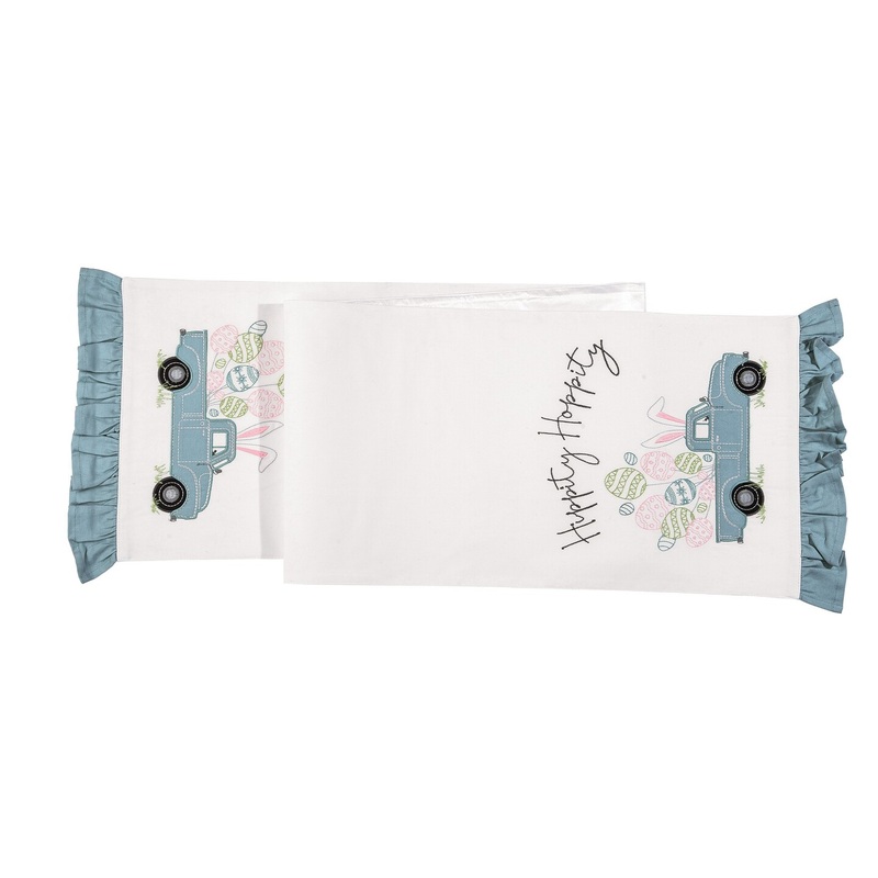 13″ x 72″ Hippity Hoppity Easter Truck Embroidered Spring Table Runner