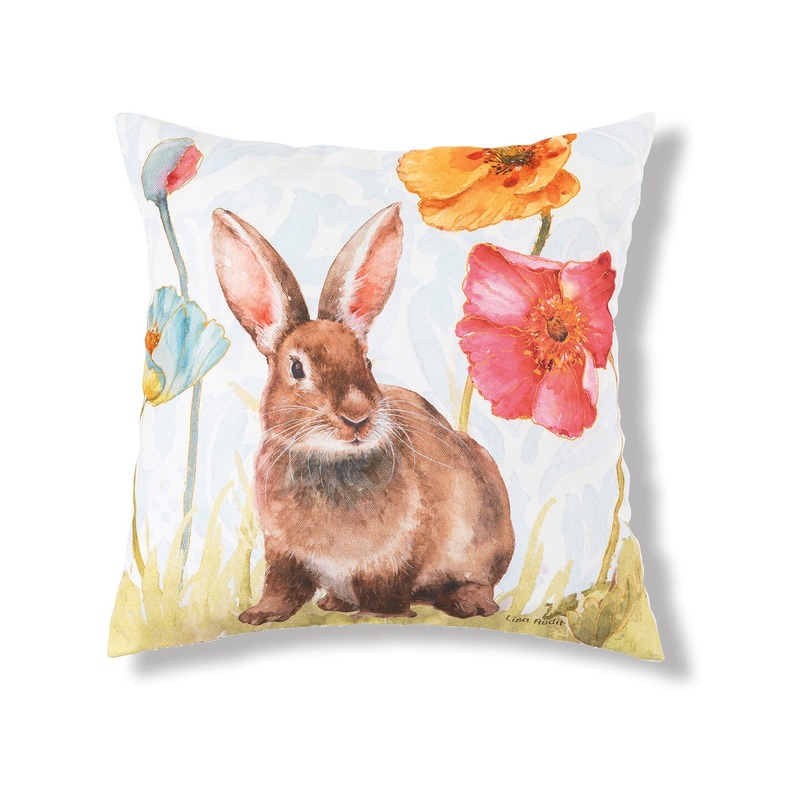 18″ x 18″ Sitting Bunny Easter Spring Themed Indoor/Outdoor Accent Throw Pillow