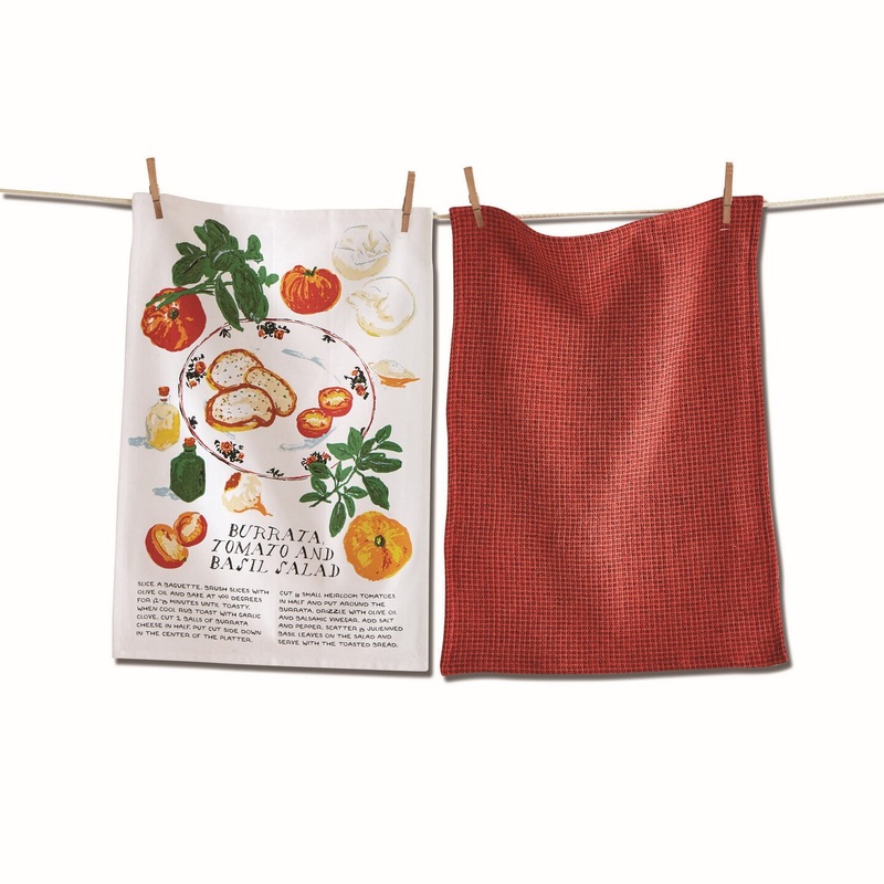 Burrata Salad Dish Towel Set of 2 In Crate