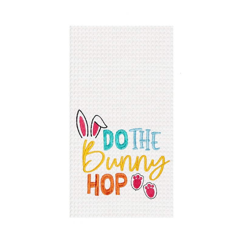 “Do The Bunny Hop” Easter Rabbit Spring Theme Kitchen Dishtowel