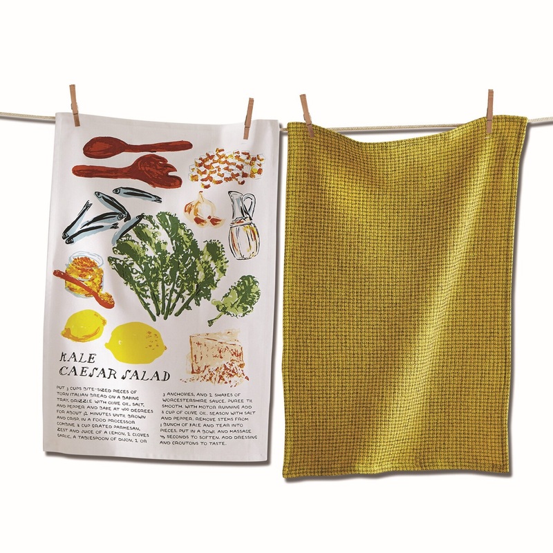 Kale Caesar Salad Dish Towel Set Of 2 Cotton 26″ X 18″ Cleaning Kitchen Towel Machine Washable