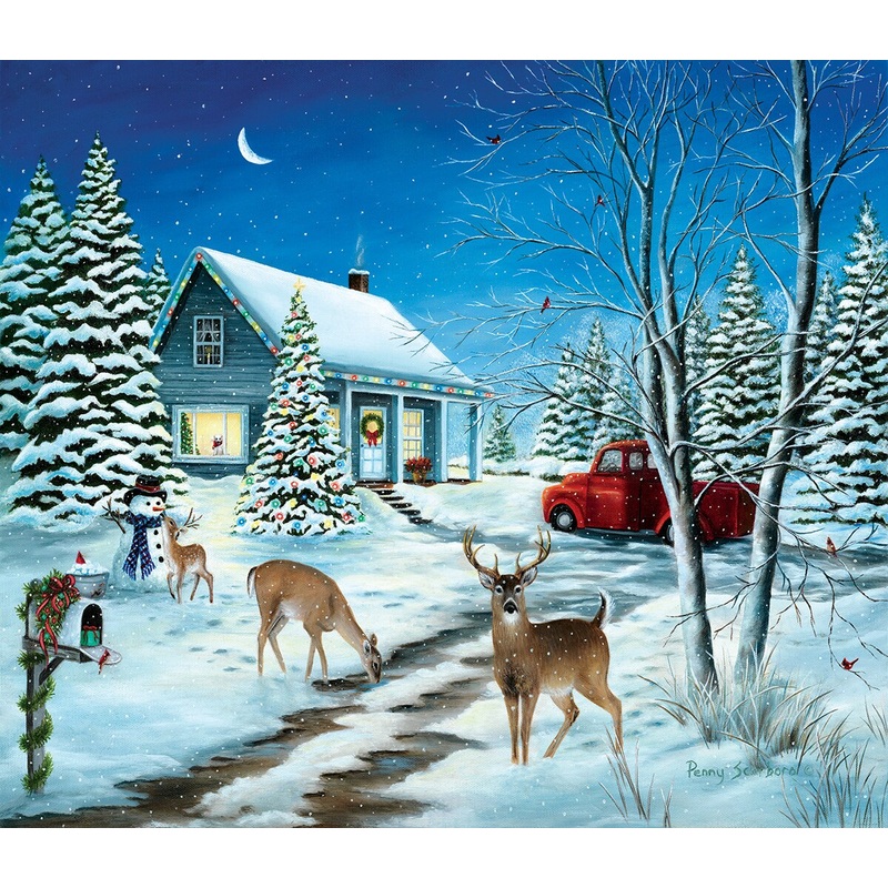 Sunsout Unexpected Christmas Guests 550 pc  Christmas Jigsaw Puzzle 61815