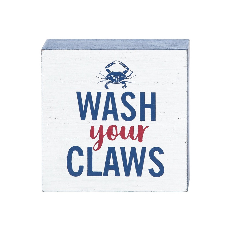 Wash Your Claws Wood Block Shelf Sitter