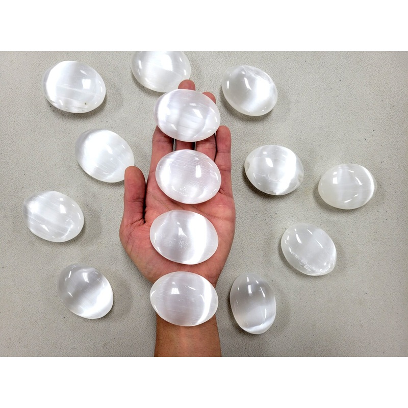 Selenite Crystal Palm Stones