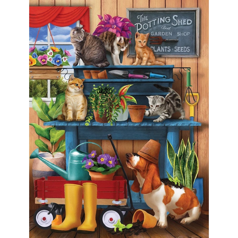 Sunsout Trouble in the Potting Shed 300 pc   Jigsaw Puzzle 28937