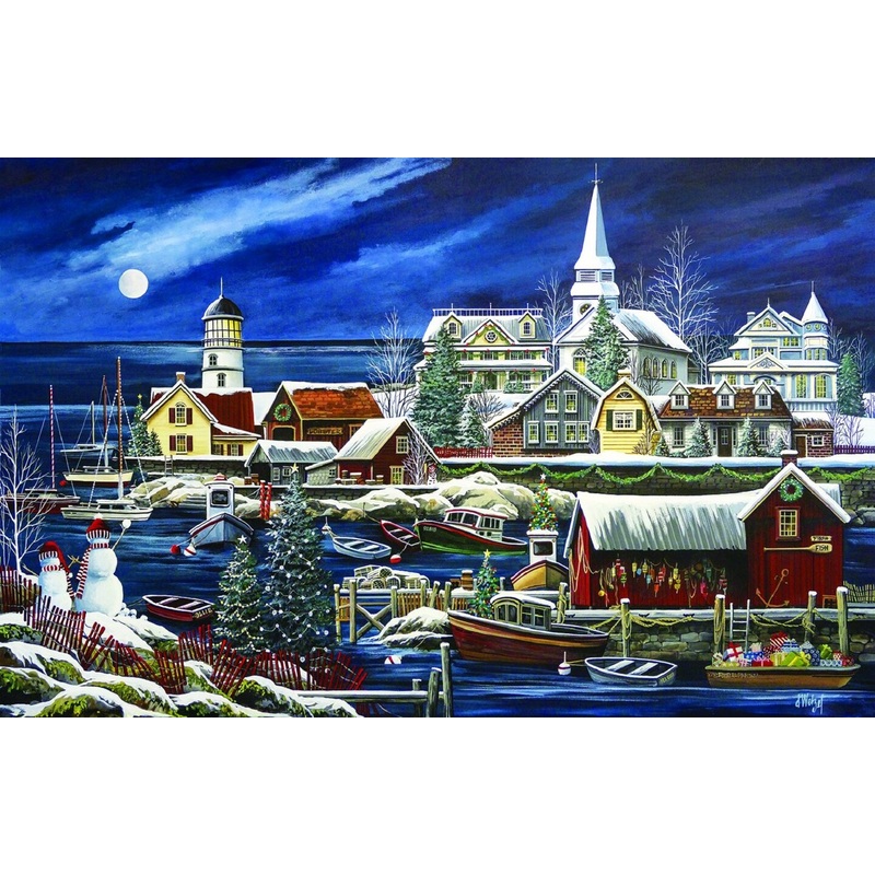 Sunsout Winter Harbor 1000 pc  Christmas Jigsaw Puzzle 51182