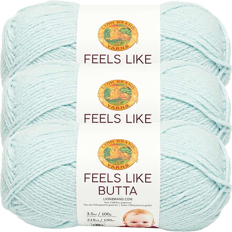 (3 Pack) Lion Brand Yarn Feels Like Butta Yarn, Ice