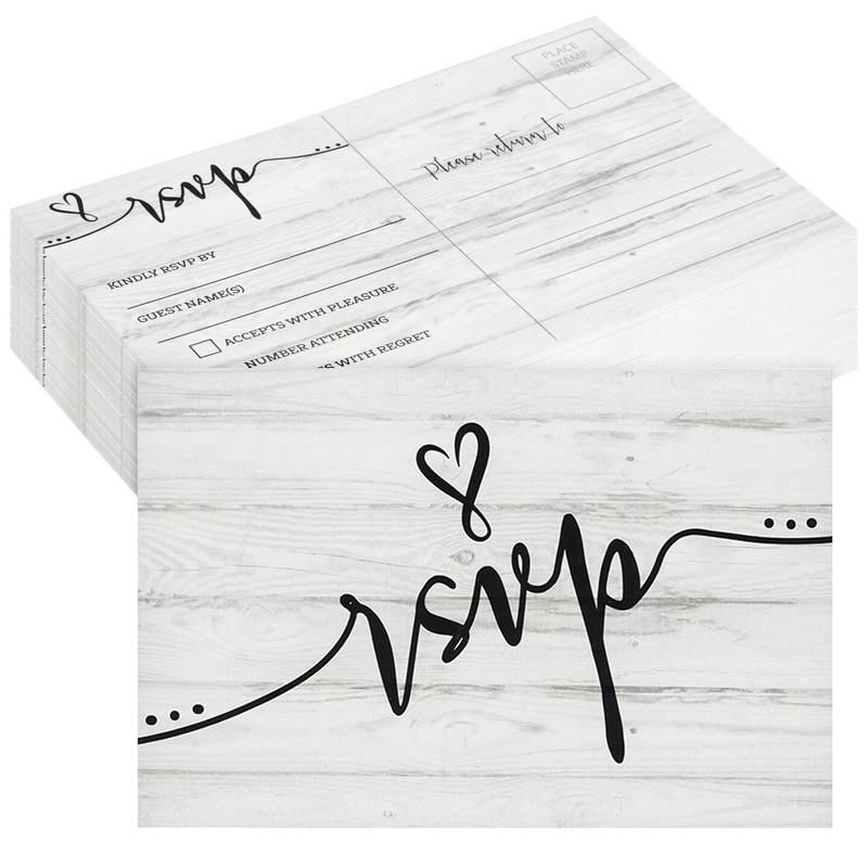 60 Pack RSVP Postcards for Wedding, Rehearsal Dinner, Bridal Shower, Birthday Party with Mailing Side (4×6 In)