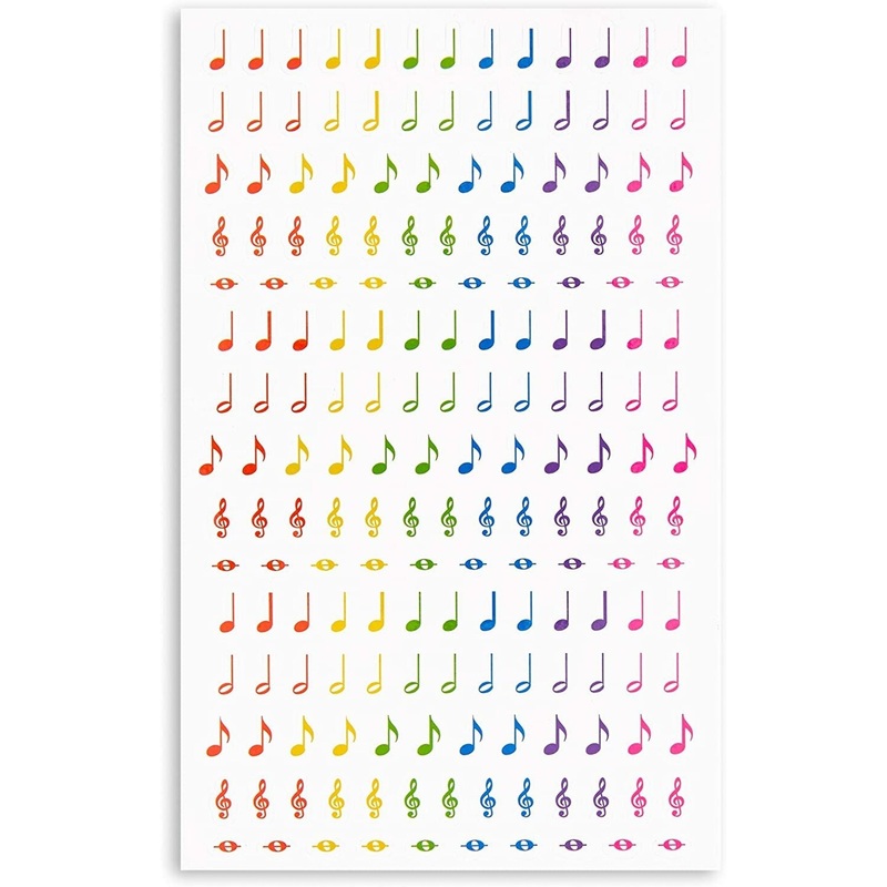 Music Note Stickers, Sticker Sheets (Rainbow, 18 Sheets, 3000 Pieces)