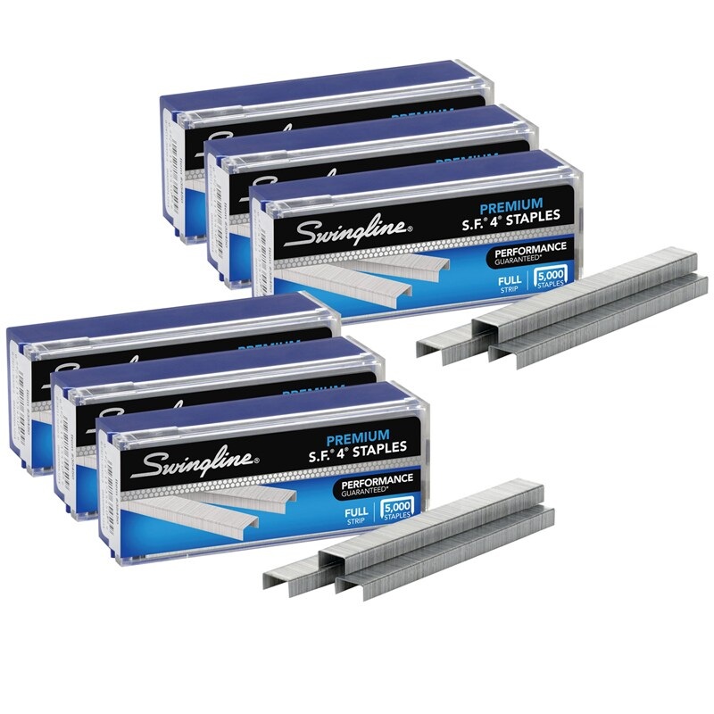 S.F. 4 Premium Staples, 1/4″ Length, 210 Per Strip, 5000 Per Box, 6 Boxes