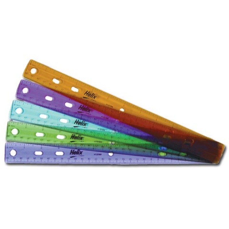 TINTED RING BINDER RULER INCH/METRIC 12 INCH
