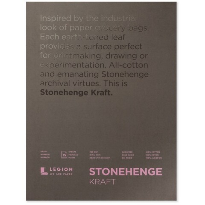 STONEHENGE TAPEBOUND 9X12 KRAFT 250 GRAM 15 SHEET PAD