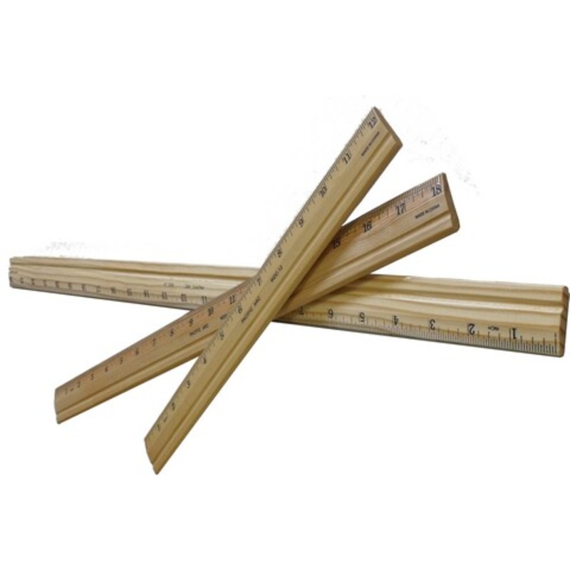 WOOD RULER WITH METAL EDGE 12IN