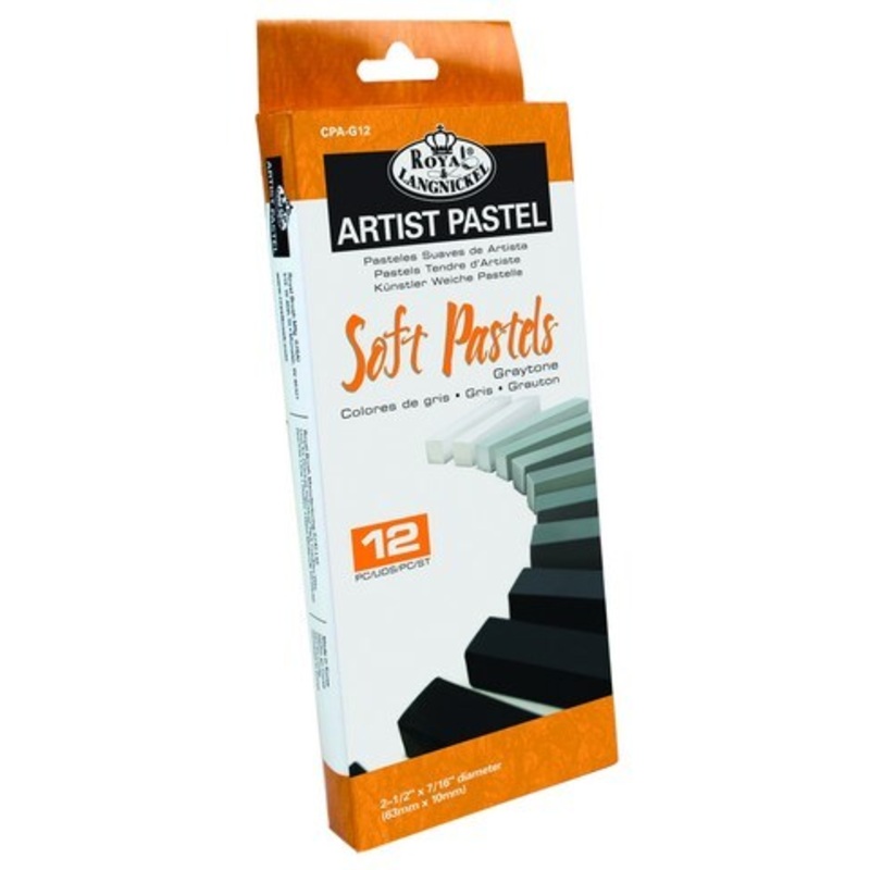 ESSENTIALS SOFT CHALK PASTEL SET 12 GRAYTONE