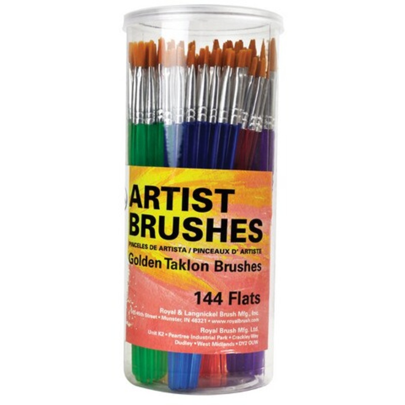 GOLD TAKLON BRUSHES FLAT CANISTER 144PC