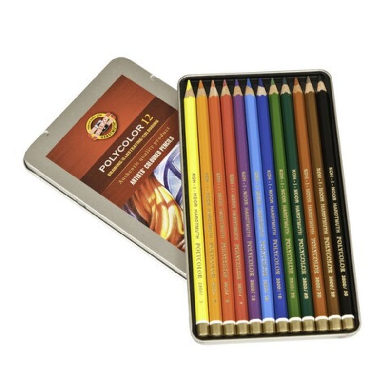 POLYCOLOR COLOR PENCILS 12 COLOR TIN