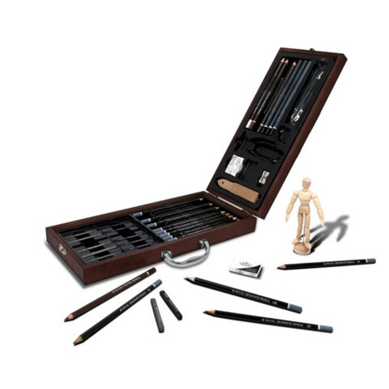SKETCHING ARTIST 40PC WOOD CASE SET