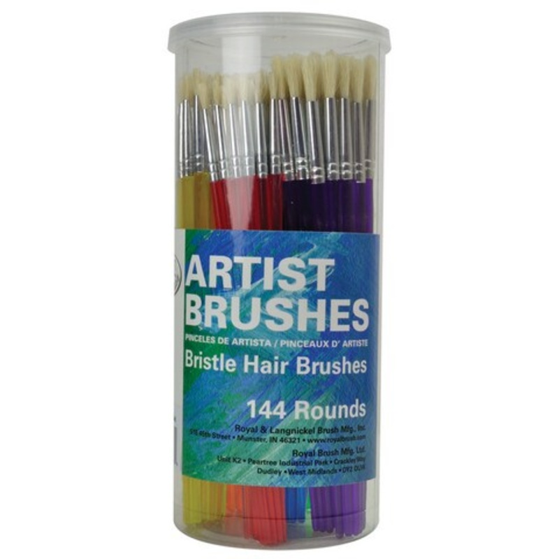 WHITE BRISTLE BRUSHES ROUND 144 PC